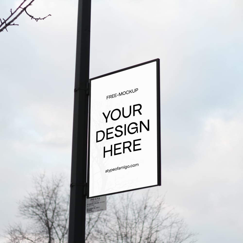 Free Outdoor Pole Poster for Advertising PSD