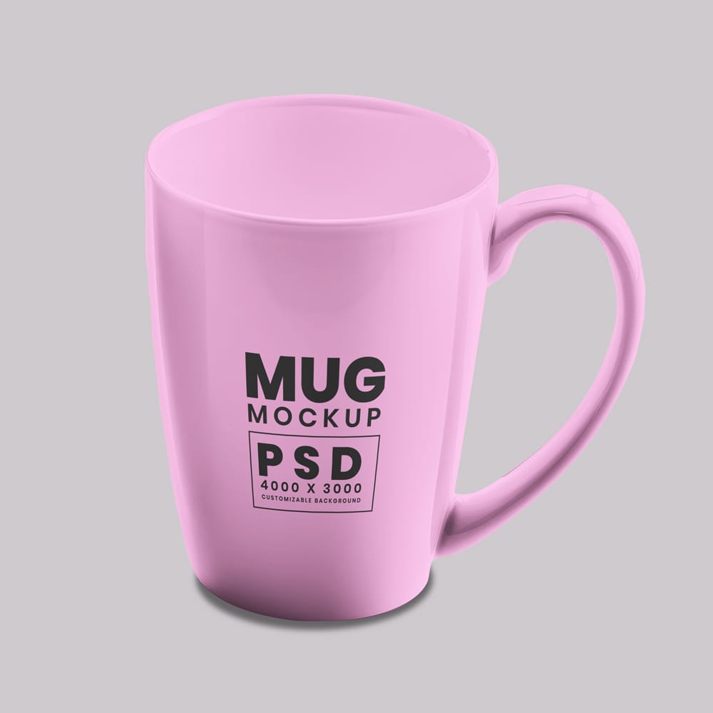Free Pink Ceramic Mug Mockup PSD