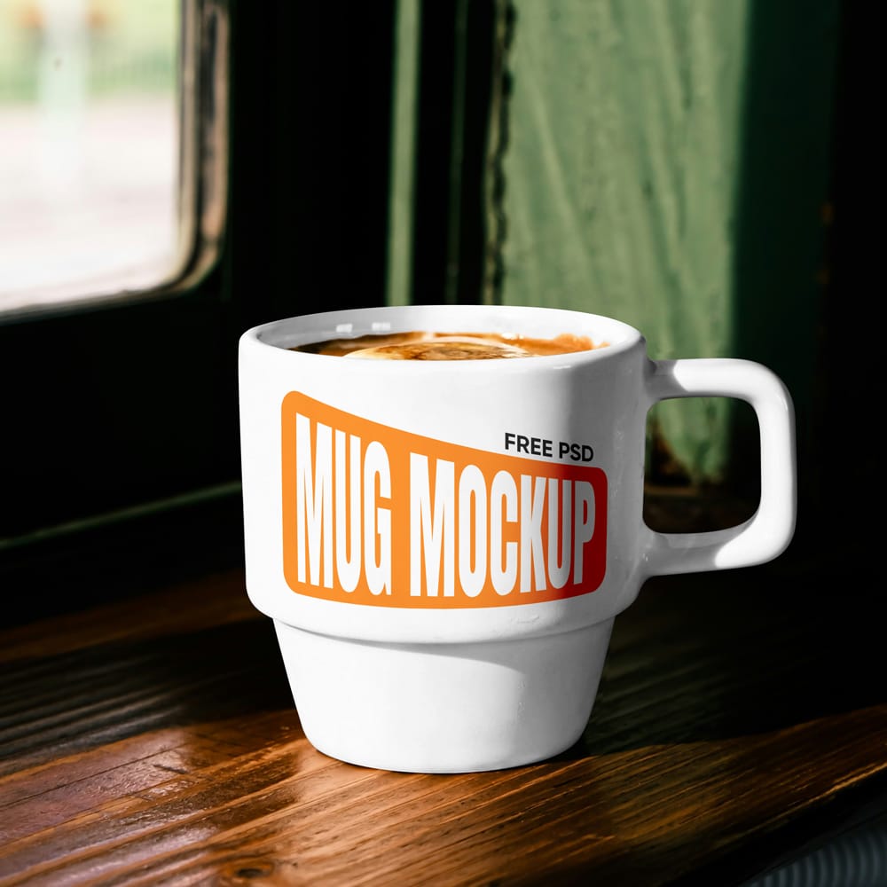 Free Retro Ceramic Mug Mockup PSD