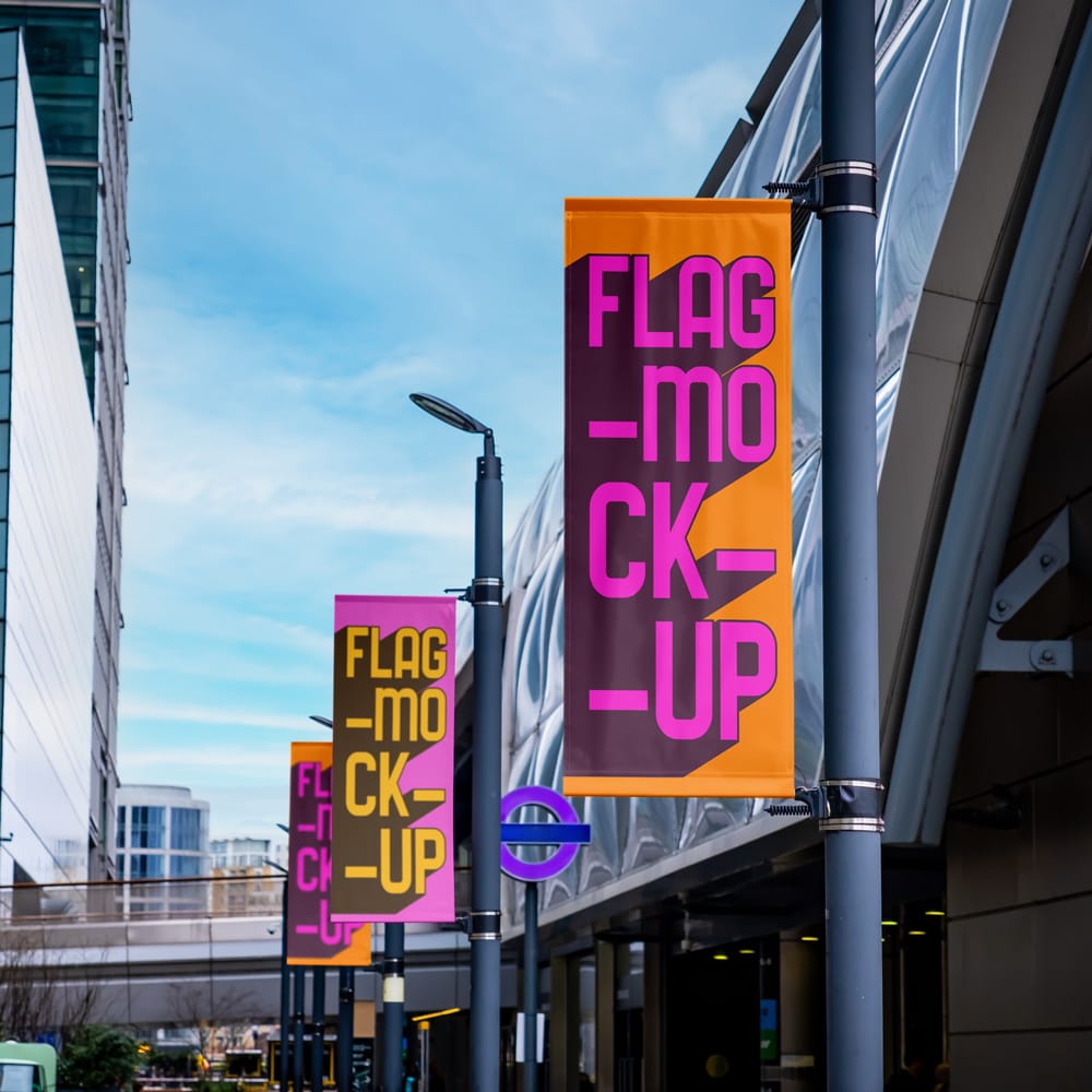 Free Set of Flags Mockup PSD