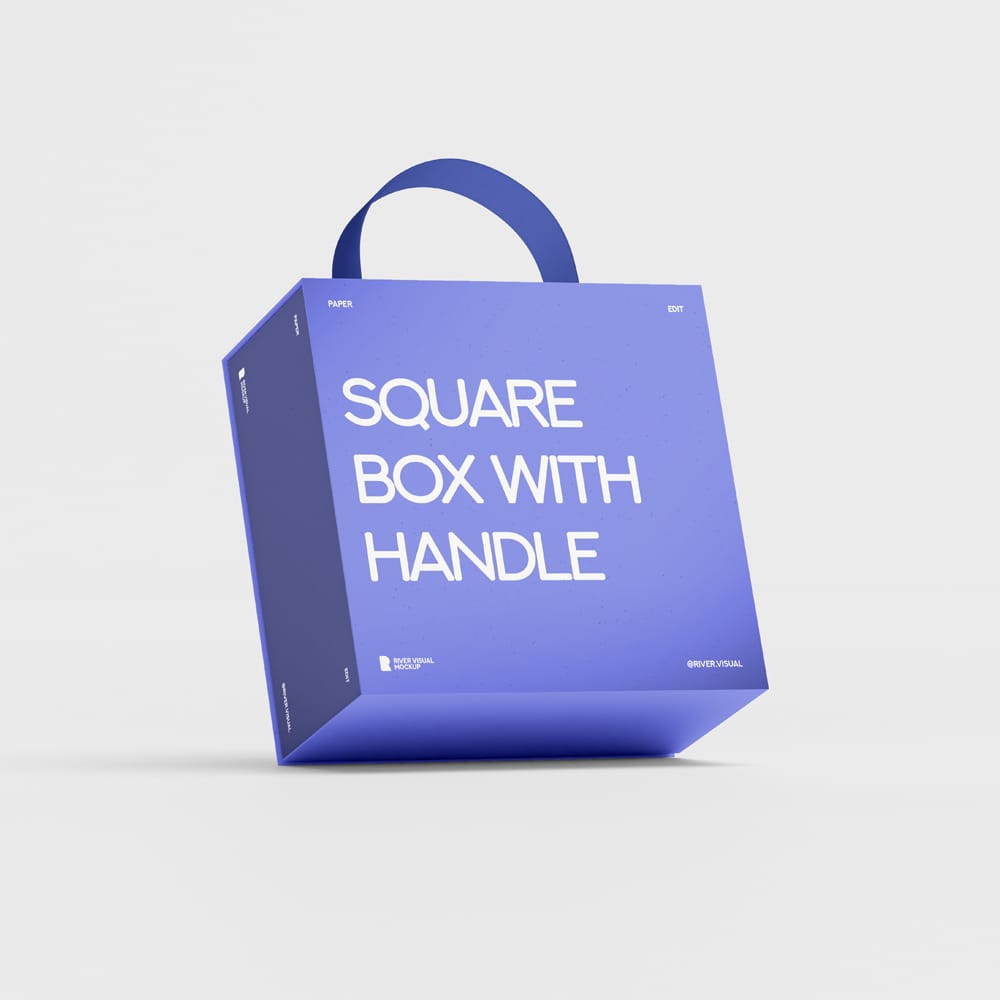 Free Square Box with Handle Mockup PSD