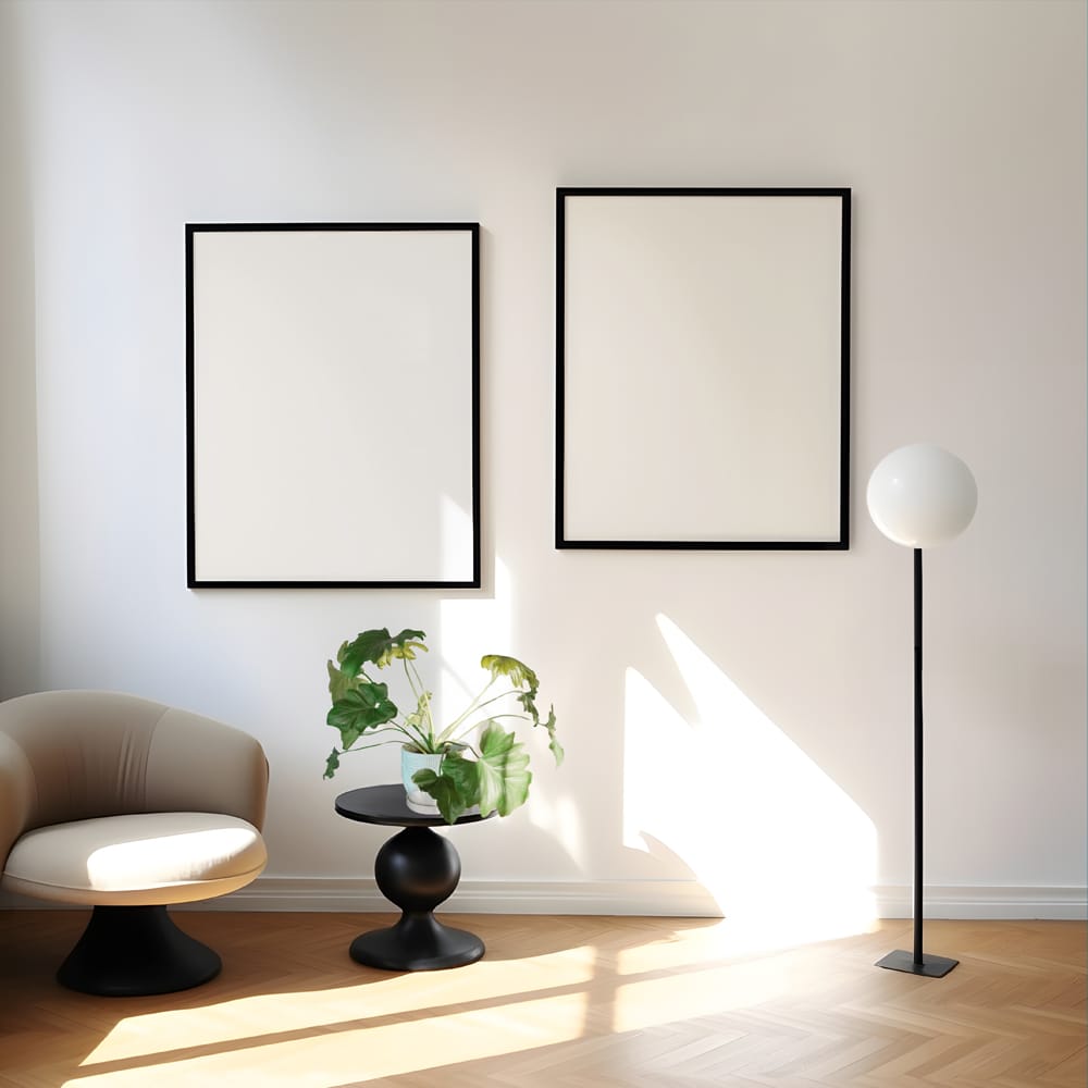 Free Two 4x5 Black Frames Luxury Interior Mockup PSD