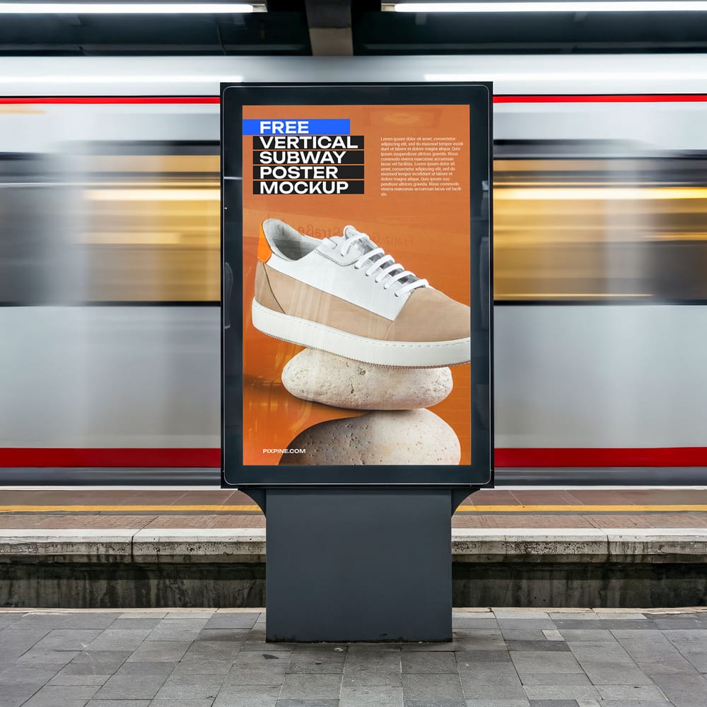 Free Vertical Subway Poster Mockup PSD