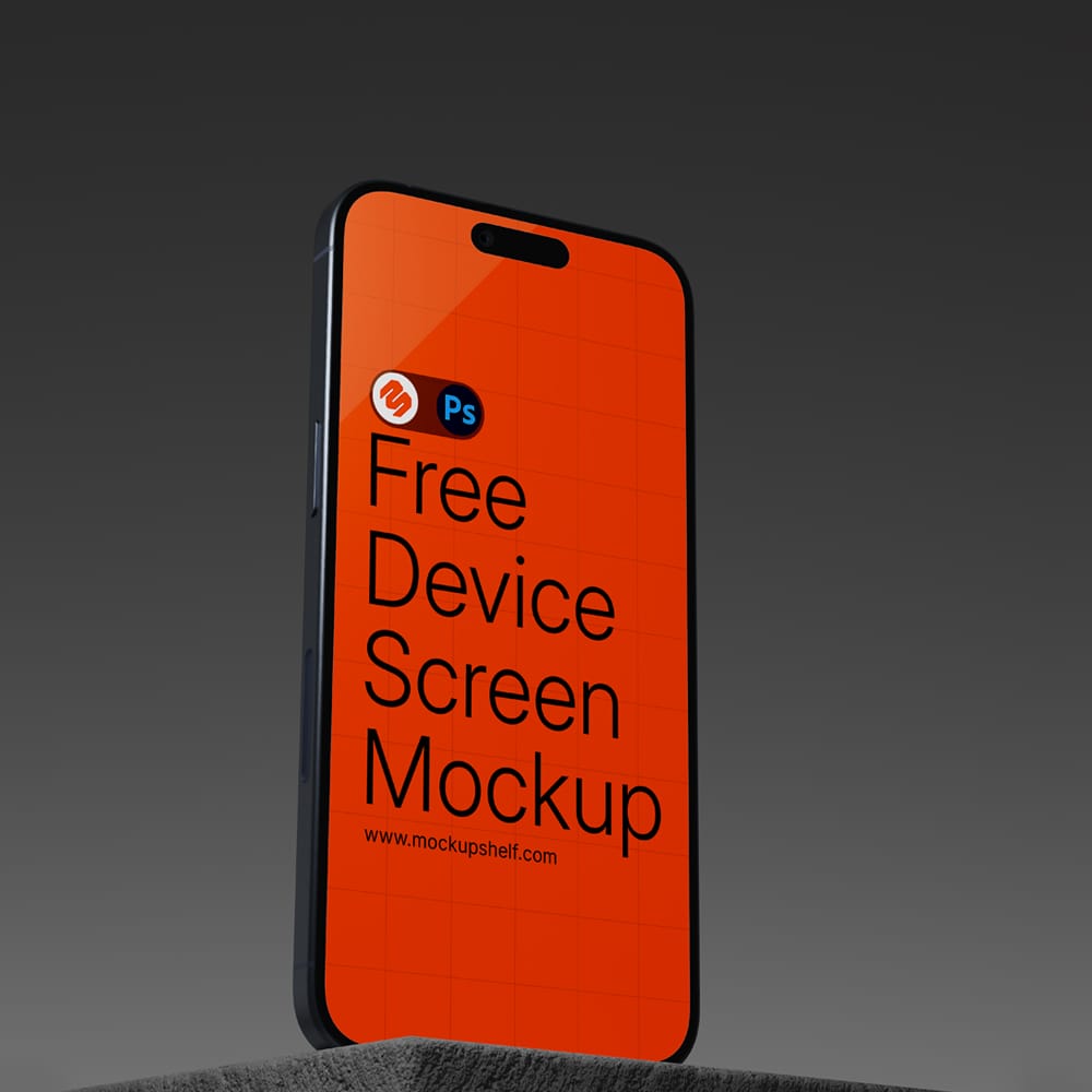 Free iPhone on Concrete Block Mockup PSD