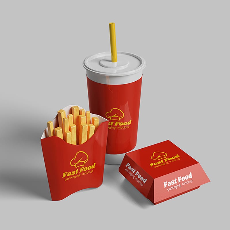 French Fries Packaging Mockup Template PSD