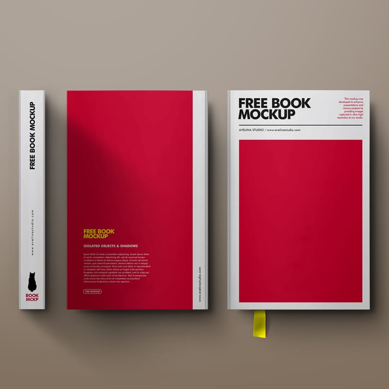 Hardcover Mockup with Isolated Shadows PSD
