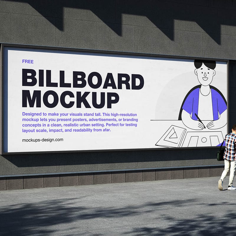 Horizontal Outdoor Billboard Mockup PSD