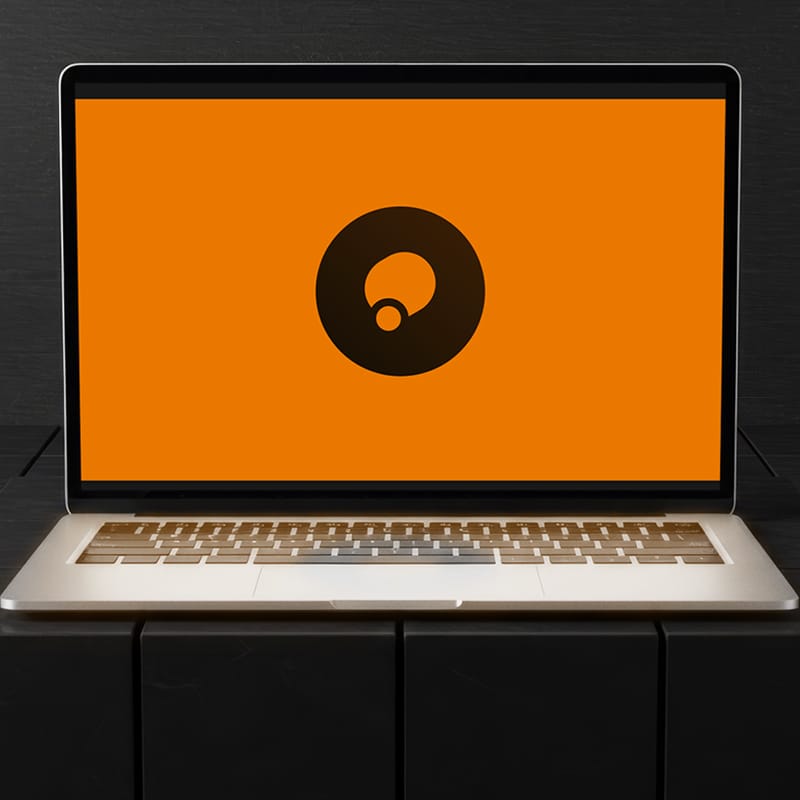 Laptop on Dark Box Mockup PSD