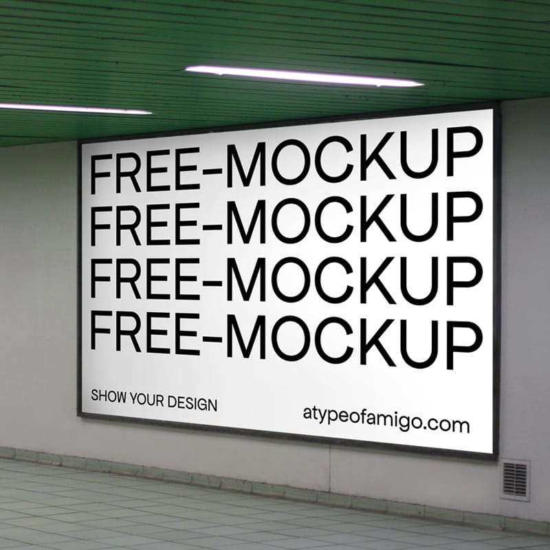 Large Horizontal Billboard Mockup with Perspective PSD