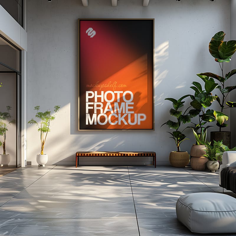 Large Modern Interior Photo Frame Mockup PSD