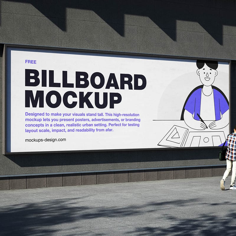Large Urban Wall Billboard Mockup PSD