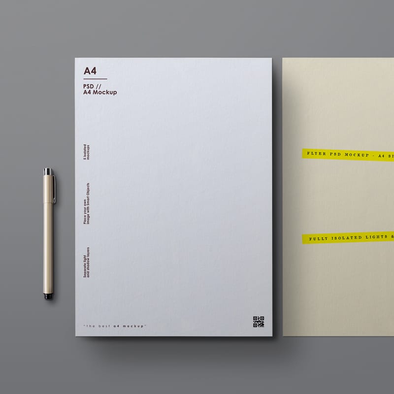 Minimalist A4 Paper Mockup PSD