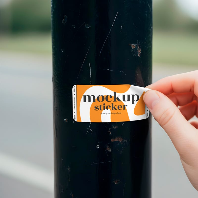 Peeling Off Sticker Mockup PSD