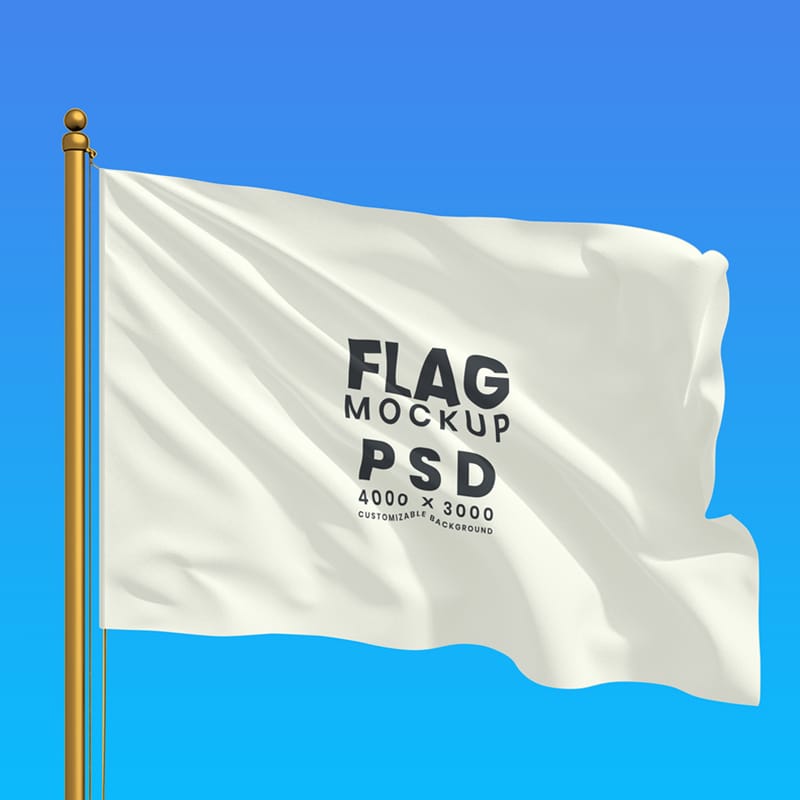 Realistic Waving Flag Mockup Template PSD