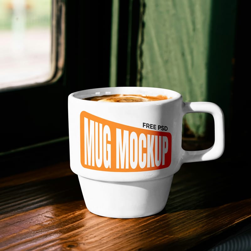 Retro Ceramic Mug Mockup PSD