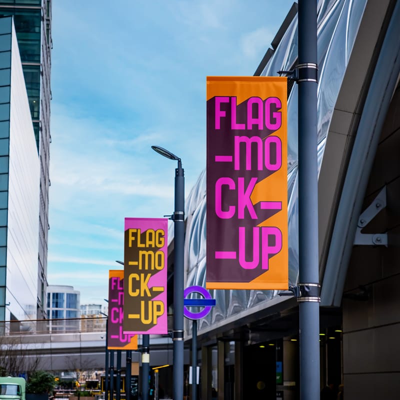 Set of Flags Mockup PSD