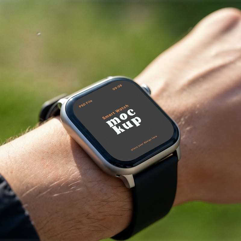 Smart Watch on Wrist Mockup PSD