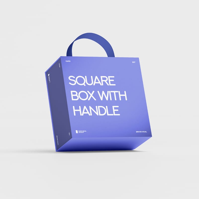 Square Box with Handle Mockup PSD