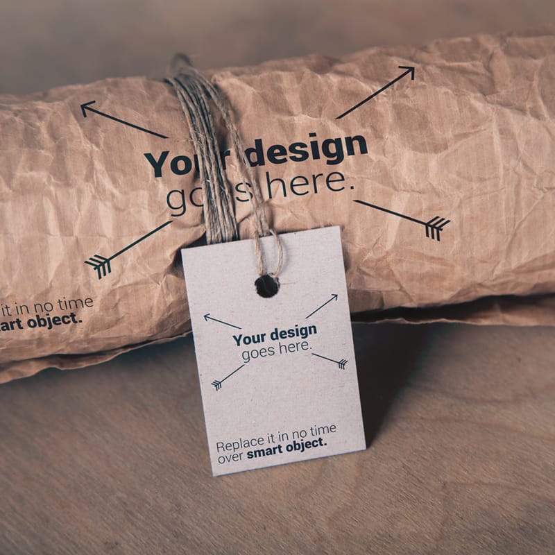 T-Shirt Packaging Mockup with Twine and Hang Tag PSD