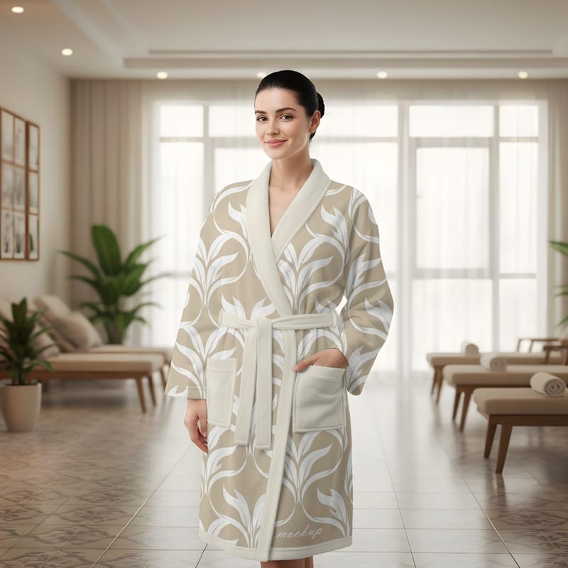 Terry Long Robe Mockup Template PSD