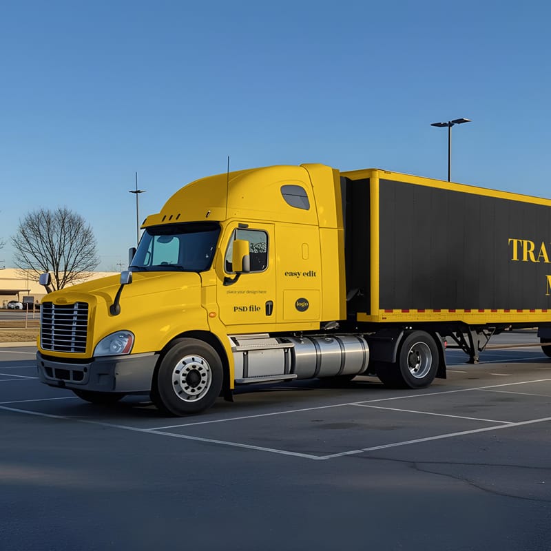 Trailer Truck Mockup PSD