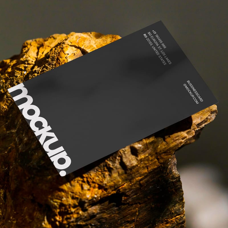 Unique Business Card Mockup on Natural Rock PSD