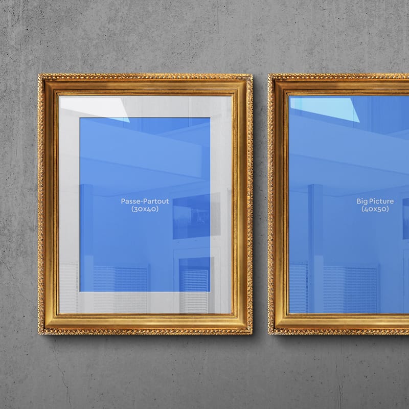 Vintage Golden Frame Mockup PSD