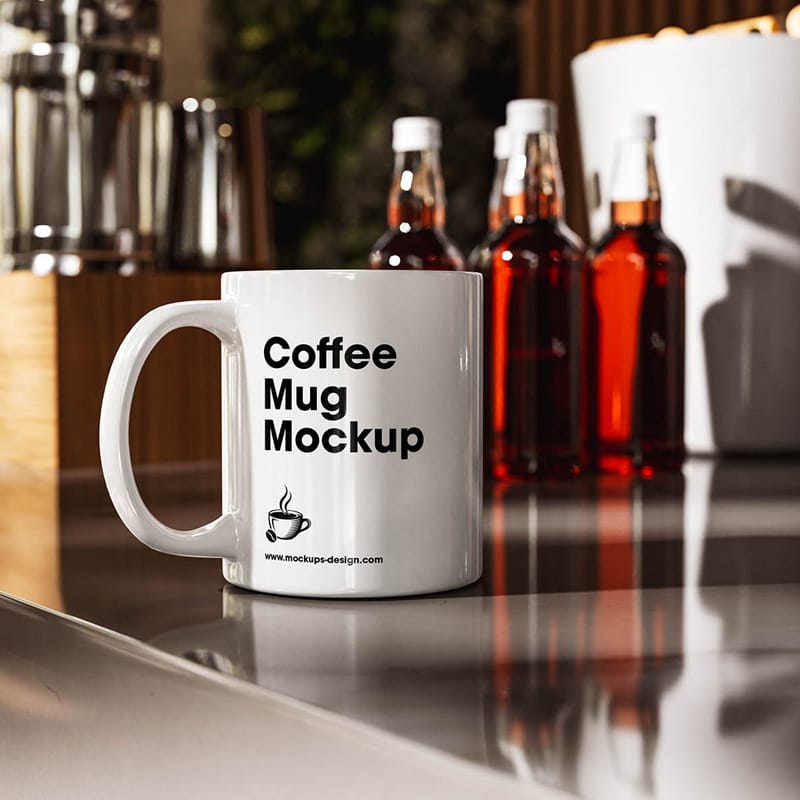 Warm Café Mug Mockup PSD