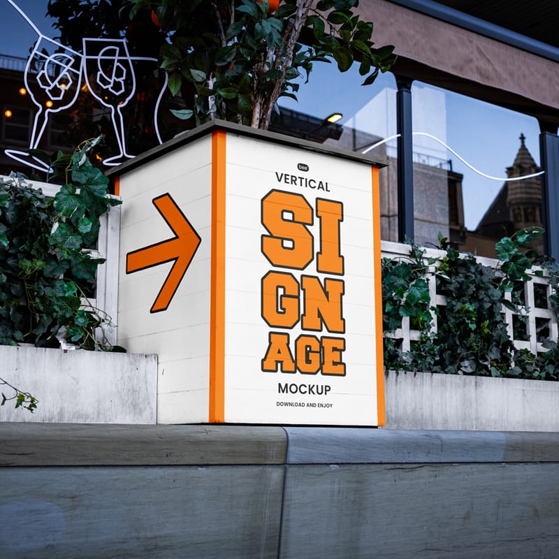 Wooden Cubic Sign Mockup PSD