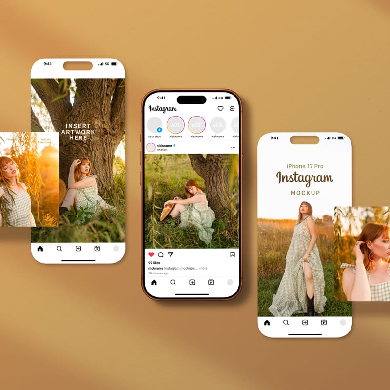 iPhone 17 Pro Instagram Ad Composition Mockup PSD