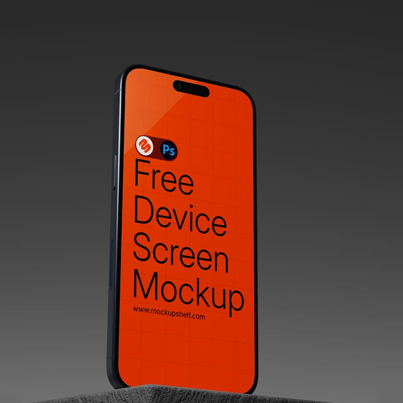 iPhone on Concrete Block Mockup PSD