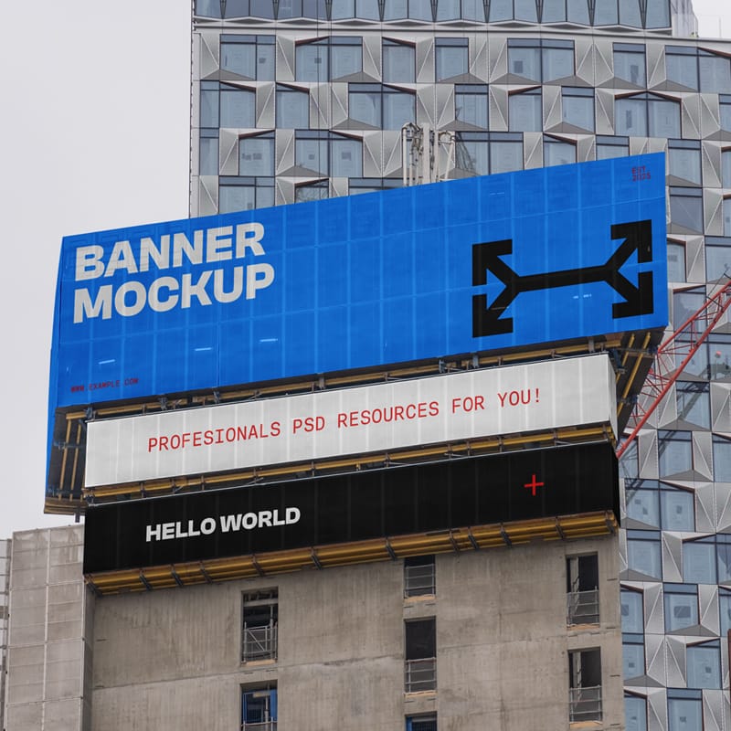 Banner on a Construction Mockup PSD