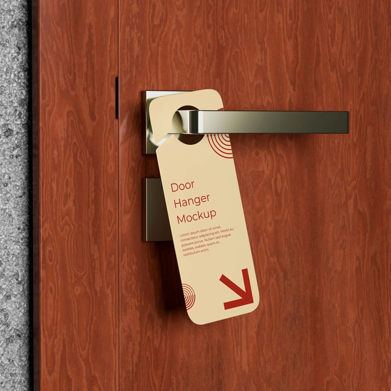 Door Hanger Mockup on Wooden Door PSD