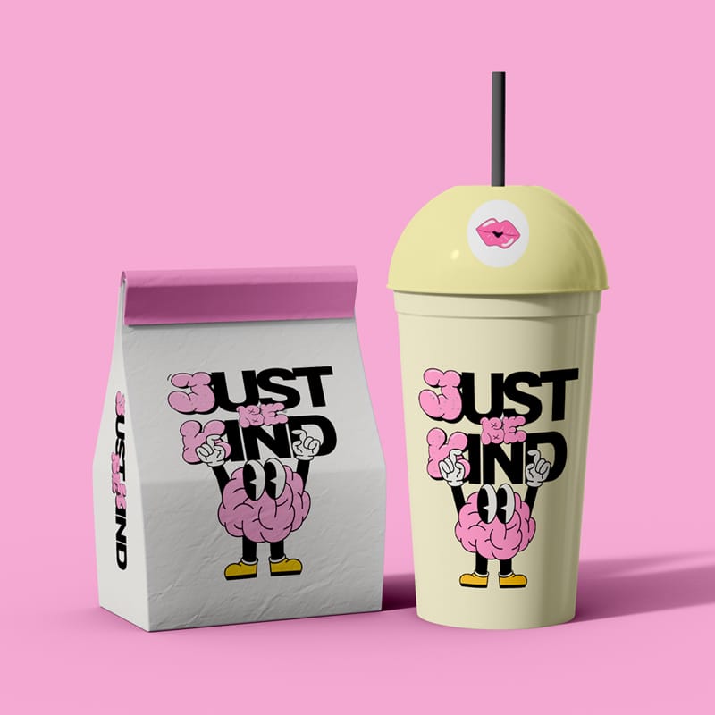 Drink Cup and Bag Mockup PSD