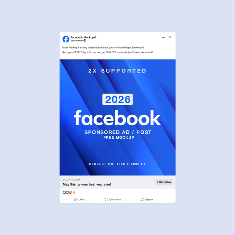 Facebook Sponsored Page Post Ad Mockup PSD