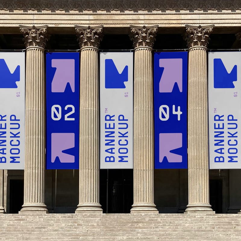 Five Hanging Banner Mockups PSD