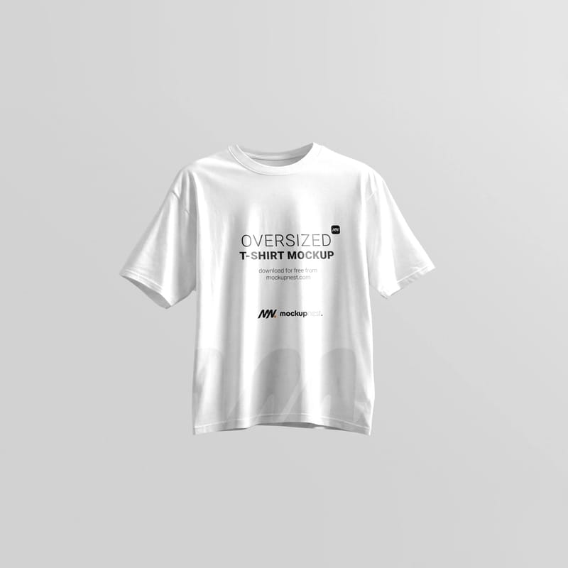 Floating Oversized T-Shirt Front And Back Mockup PSD