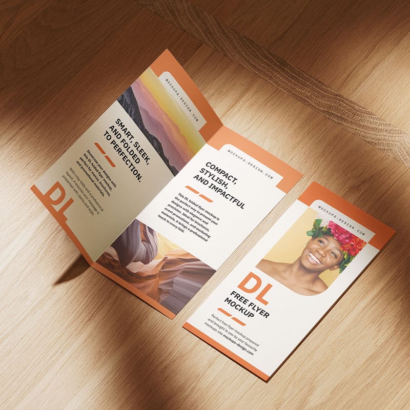Folded DL Flyer Mockup PSD