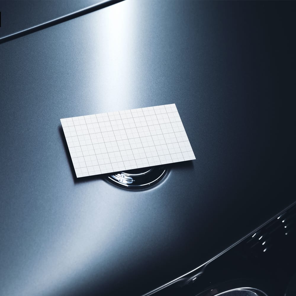 Free Business Card on Luxury Car Hood Branding Mockup PSD