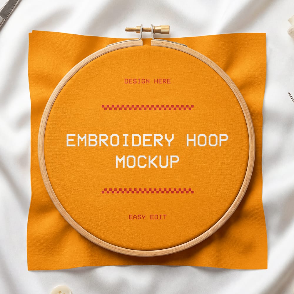 Free Embroidery Hoop Mockup PSD
