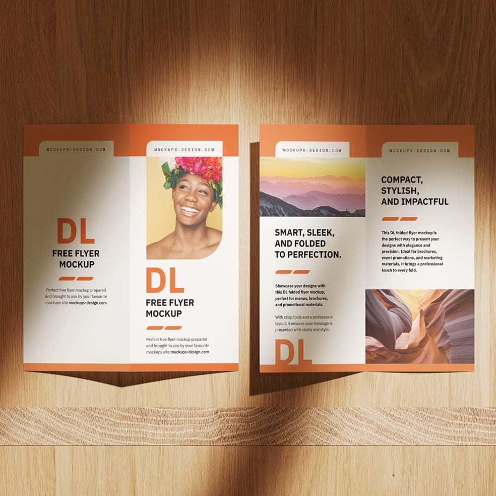 Free Folded DL Flyer Mockup PSD