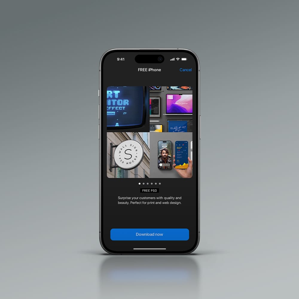Free Front View iPhone 16 Pro Mockup PSD