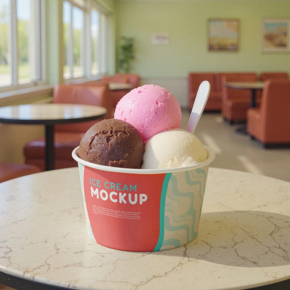 Free Ice Cream Jar Mockup PSD