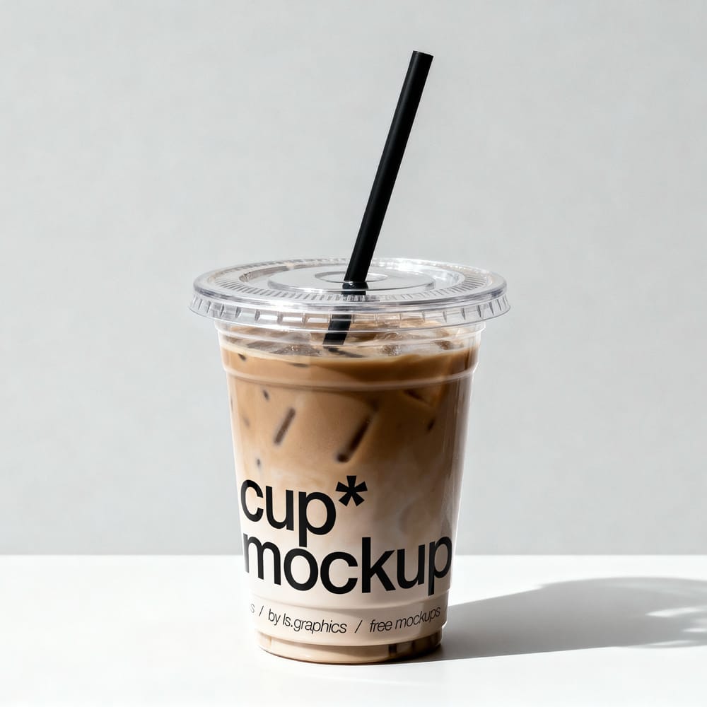 Free Iced Coffee Cup Mockup PSD