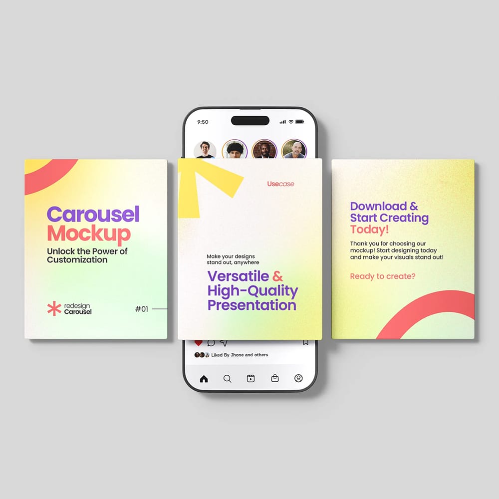 Free Instagram Carousel Mockup Set PSD