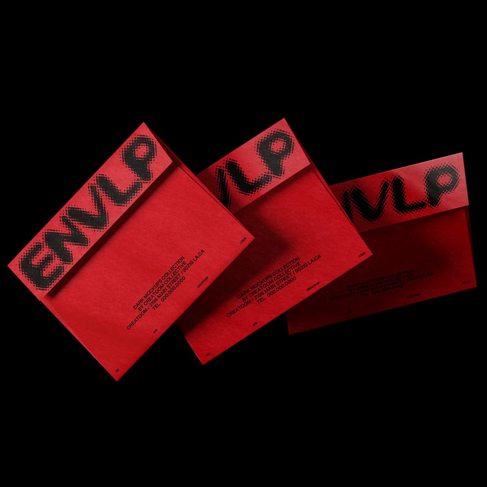 Free Isolated Envelope Mockups On Dark Background V2 Front View PSD