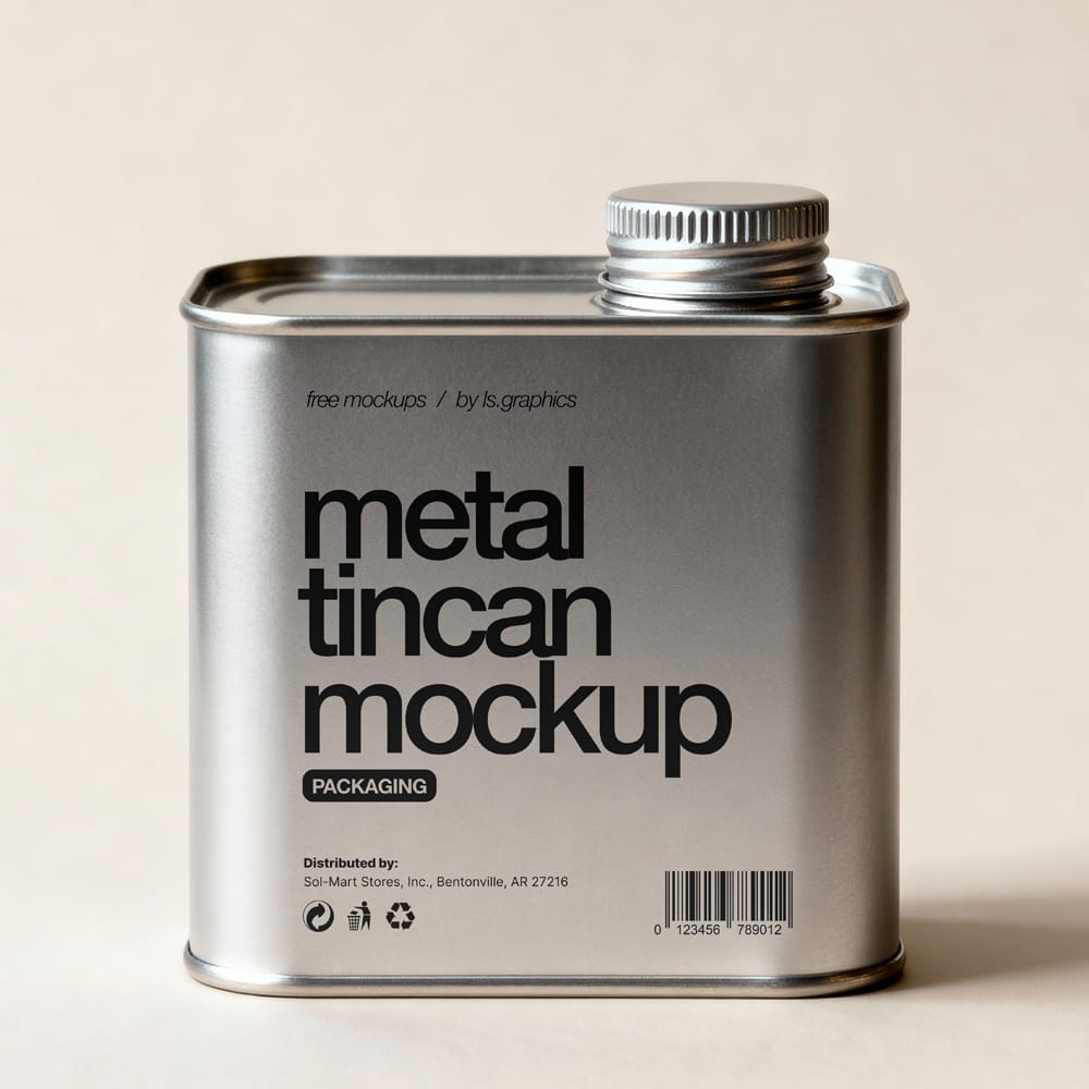 Free Metal Tin Can Mockup Template PSD