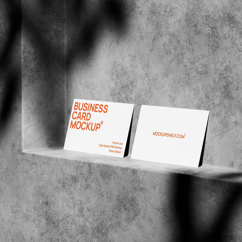 Free Minimal Concrete Business Card Mockup PSD