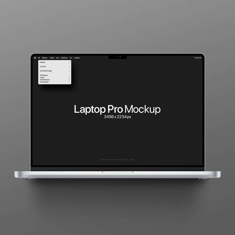 Free Minimalist MacBook Pro Laptop Mockup PSD