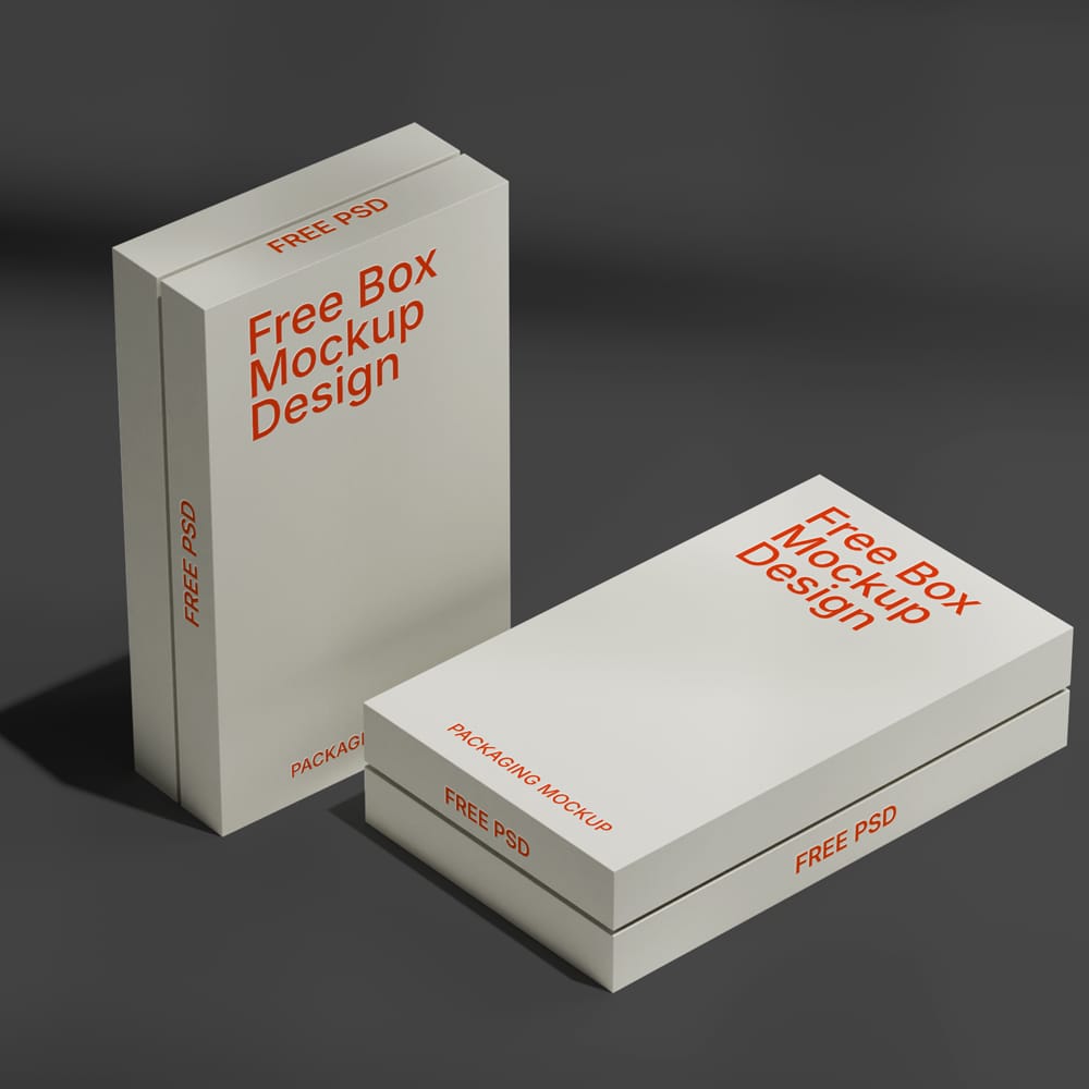 Free Minimalist Two-Piece Rigid Paper Box Mockup PSD